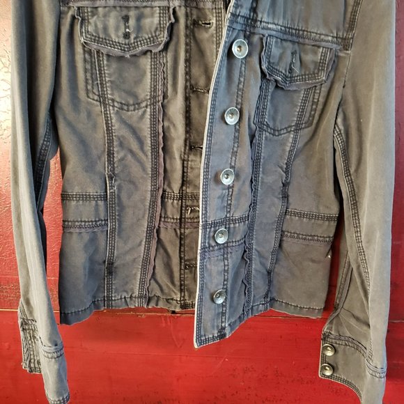 Esprit Retro Utility Charcoal Grey Denim Jean Jacket - Medium - Picture 3 of 9